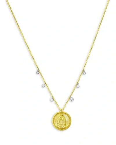 Meira T 14k Yellow Gold Diamond Saint Pendant Guadalupe Necklace, 18