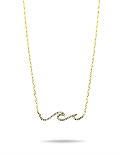 Meira T 14k Yellow Gold Diamond Wave Pendant Necklace, 16-18