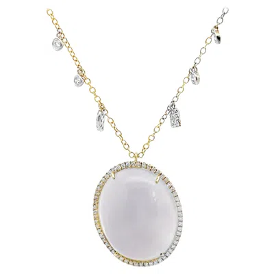 Pre-owned Meira T . 14k Yellow Gold Opal & Diamond Pendant Necklace