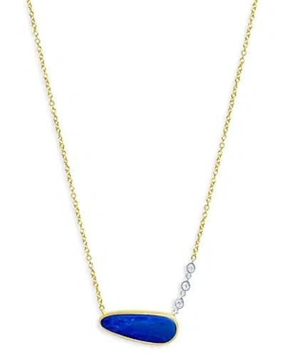 Meira T 14k Yellow Gold Oval Opal & Diamond Necklace, 18 + 2 Extender In Blue/gold