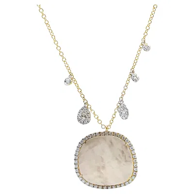 Pre-owned Meira T 14k Yellow Gold Pearl Pendant Necklace With Diamonds