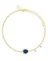 Meira T 14k Yellow Gold Rough Blue Sapphire & Diamond Halo Link Bracelet In Blue/gold