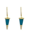 MEIRA T 14K YELLOW GOLD TURQUOISE & DIAMOND SPIKE DROP EARRINGS