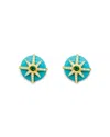 Meira T 14k Yellow Gold Turquoise, Emerald, & Diamond Stud Earrings In Gold