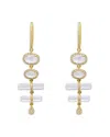 Meira T 14k Yellow Gold White Topaz & Diamond Halo Dangle Huggie Hoop Earrings In White/gold