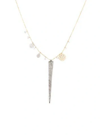 Pre-owned Meira T 18k Diamond Diamond Fringe Pendant Necklace, 15" In Multi