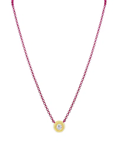 Meira T Bezel Set Diamond Pink Chain Necklace, 16-18 In Silver