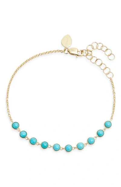 Meira T Bezel Set Turquoise Bracelet In Gold