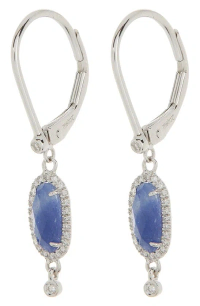 Meira T Diamond & Blue Sapphire Drop Earrings In White Gold/ Blue