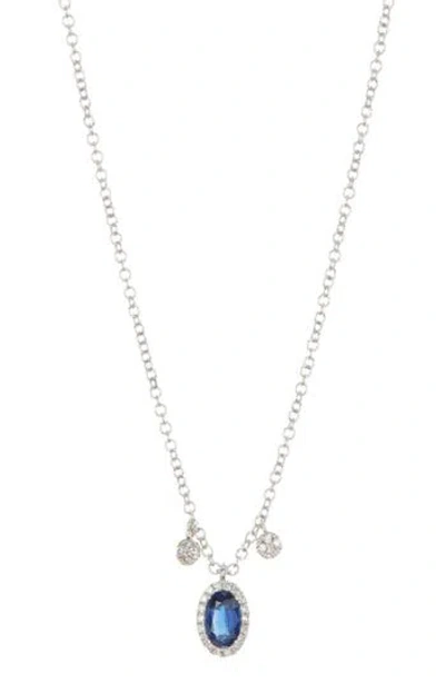 Meira T Diamond & Blue Sapphire Pendant Necklace In White Gold/sapphire