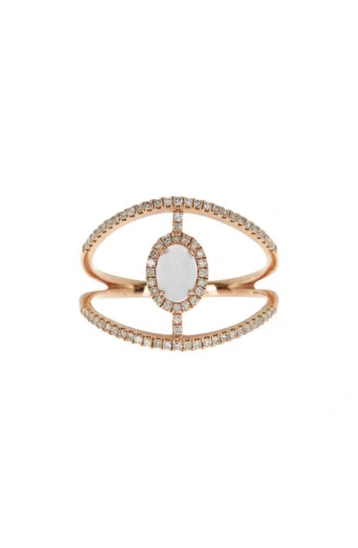 Meira T Diamond & Chalcedony Split Shank Ring In Pink Gold