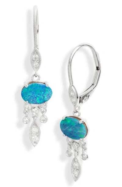 Meira T Diamond & Opal Drop Earrings In Blue/silver