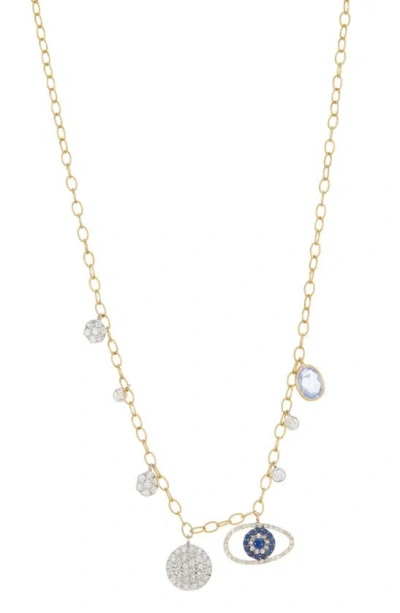 Meira T Diamond & Tanzanite Shaker Pendant Necklace In Yellow Gold