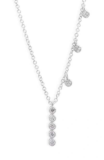 Meira T Diamond Bezel Bar Pendant Necklace In White Gold