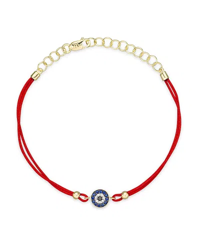 Meira T Diamond, Blue Sapphire And 14k Yellow Gold Evil Eye Bracelet In Red