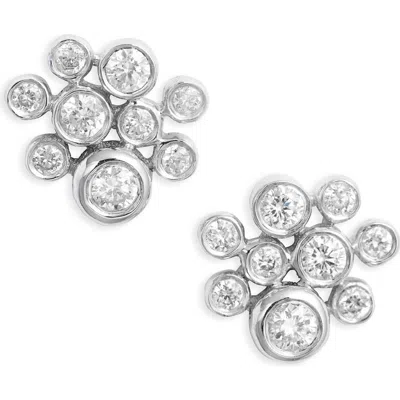 Meira T Diamond Cluster Stud Earrings In Silver