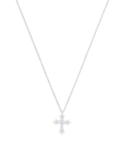 Meira T Diamond Cross Pendant Necklace In 14k White Gold, 16-18