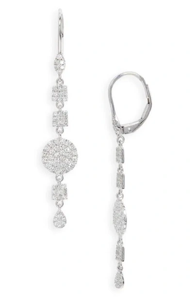 Meira T Diamond Disc Linear Drop Earrings In White
