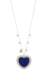 Meira T Diamond Drops & Lapis Lazuli Heart Pendant Necklace In Blue
