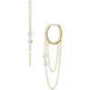 Meira T 14k Yellow And White Gold Pave Diamond Star Hoop Earrings In Yellow