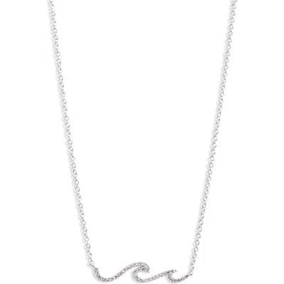Meira T Diamond Mini Wave Bar Necklace In White Gold