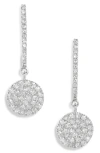 Meira T Diamond Pavè Disc Drop Earrings In White