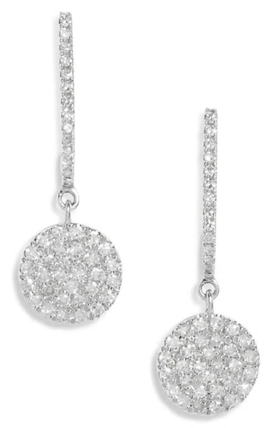 Meira T Diamond Pavè Disc Drop Earrings In White