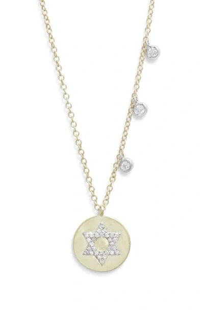 Meira T Diamond Star Of David Disc Pendant Necklace In Neutral