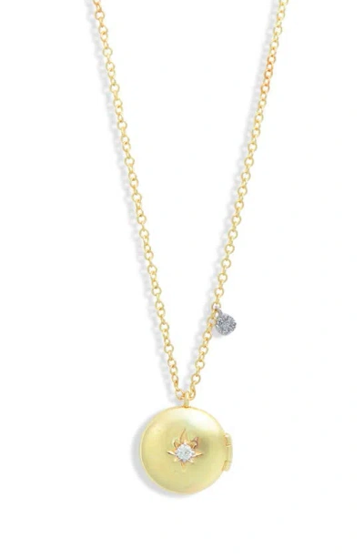 Meira T 14k White & Yellow Gold Diamond Round Locket Pendant Necklace, 16-18 In Two Toned Yellow Gold