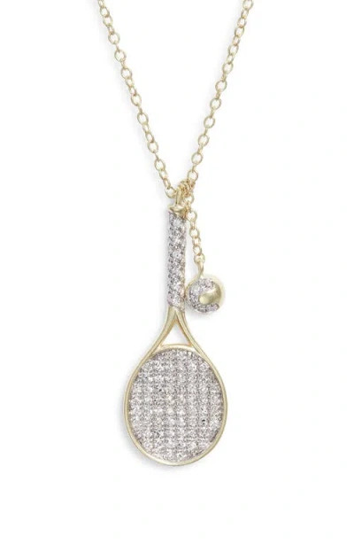Meira T Diamond Tennis Racket Pendant Necklace In Purple