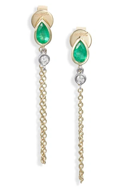 Meira T Emerald & Diamond Front/back Earrings In Red