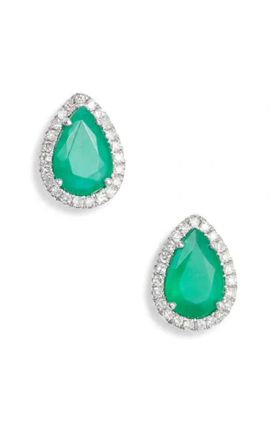 Meira T Emerald & Diamond Stud Earrings In Multi