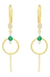 Meira T Emerald Open Circle Drop Earrings In Gold