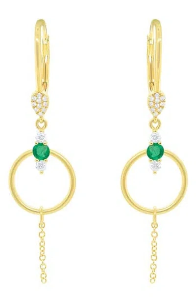 Meira T Emerald Open Circle Drop Earrings In Gold