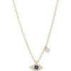 Meira T Evil Eye Diamond & Sapphire Pendant Necklace In Gold