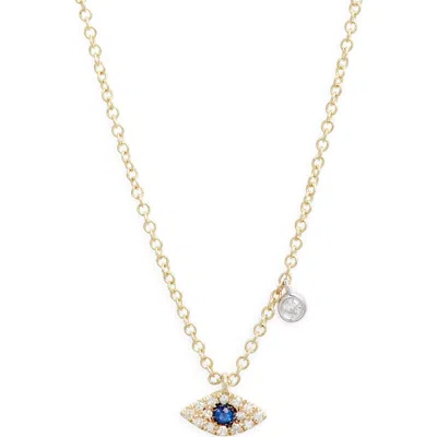 Meira T Evil Eye Diamond & Sapphire Pendant Necklace In Yellow