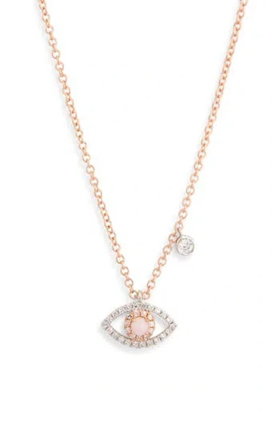 Meira T Evil Eye Opal & Diamond Pendant Necklace