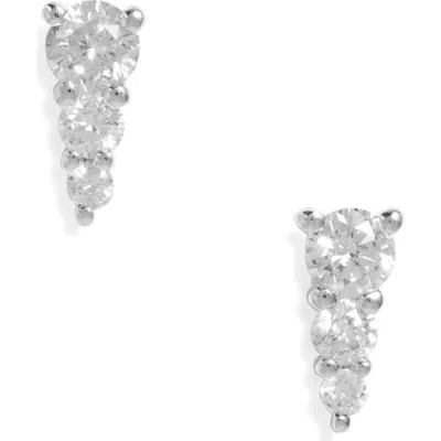 Meira T Graduated Diamond Stud Earrings In White