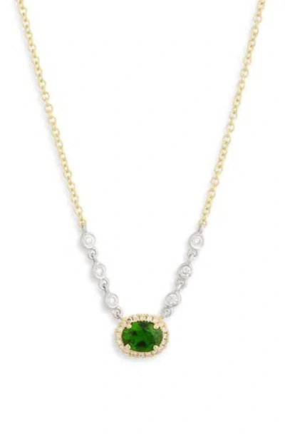 Meira T Green Chrome & Diamond Necklace In Yellow