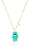 Meira T Hamsa Hand Pendant Necklace In Gold