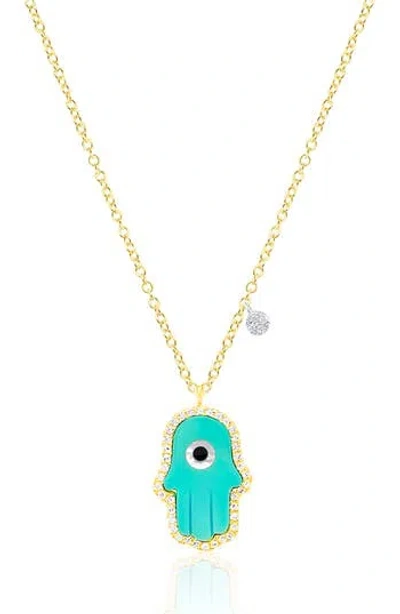 Meira T Hamsa Hand Pendant Necklace In Gold