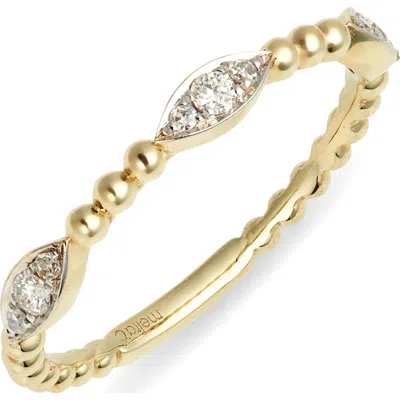 Meira T 14k Yellow Gold Leaf Beaded Diamond Ring