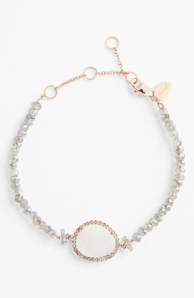Meira T Meirat Diamond Bead Bracelet In Rose Gold/druzy