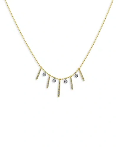 Meira T Metro T 14k Yellow & White Gold Diamond Bar Necklace, 18 In Two Toned Yellow Gold