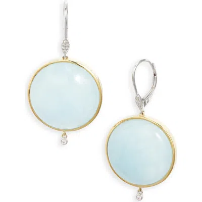 Meira T Milky Aquamarine Drop Earrings In Yellow
