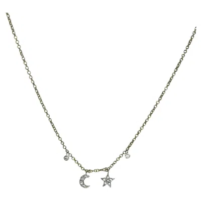 Pre-owned Meira T Moon And Star Pendant Necklace In Multi