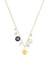 Meira T Multi Gemstone & Diamond Hamsa Hand Mixed Charm Pendant Necklace In 14k White & Yellow Gold, 18 In Gold