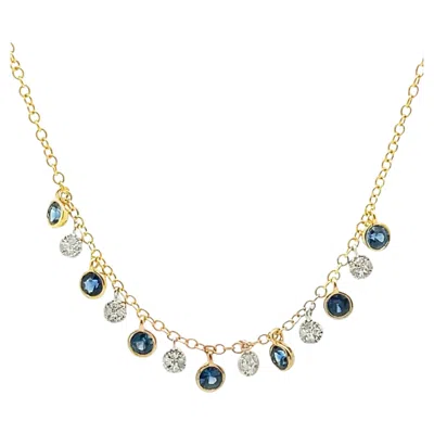 Pre-owned Meira T . N11961/ys 14k Yellow Gold Diamond And Sapphire Layering Necklace