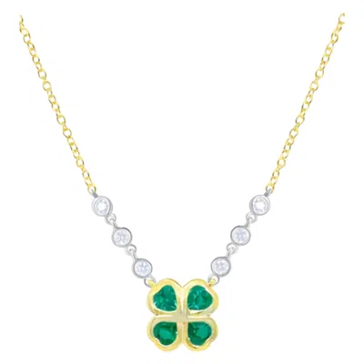 Pre-owned Meira T N16221/ye 14k Yellow Gold Four Leaf Clover Necklace