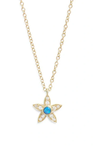 Meira T Opal Accent Flower Pendant Necklace In Yellow